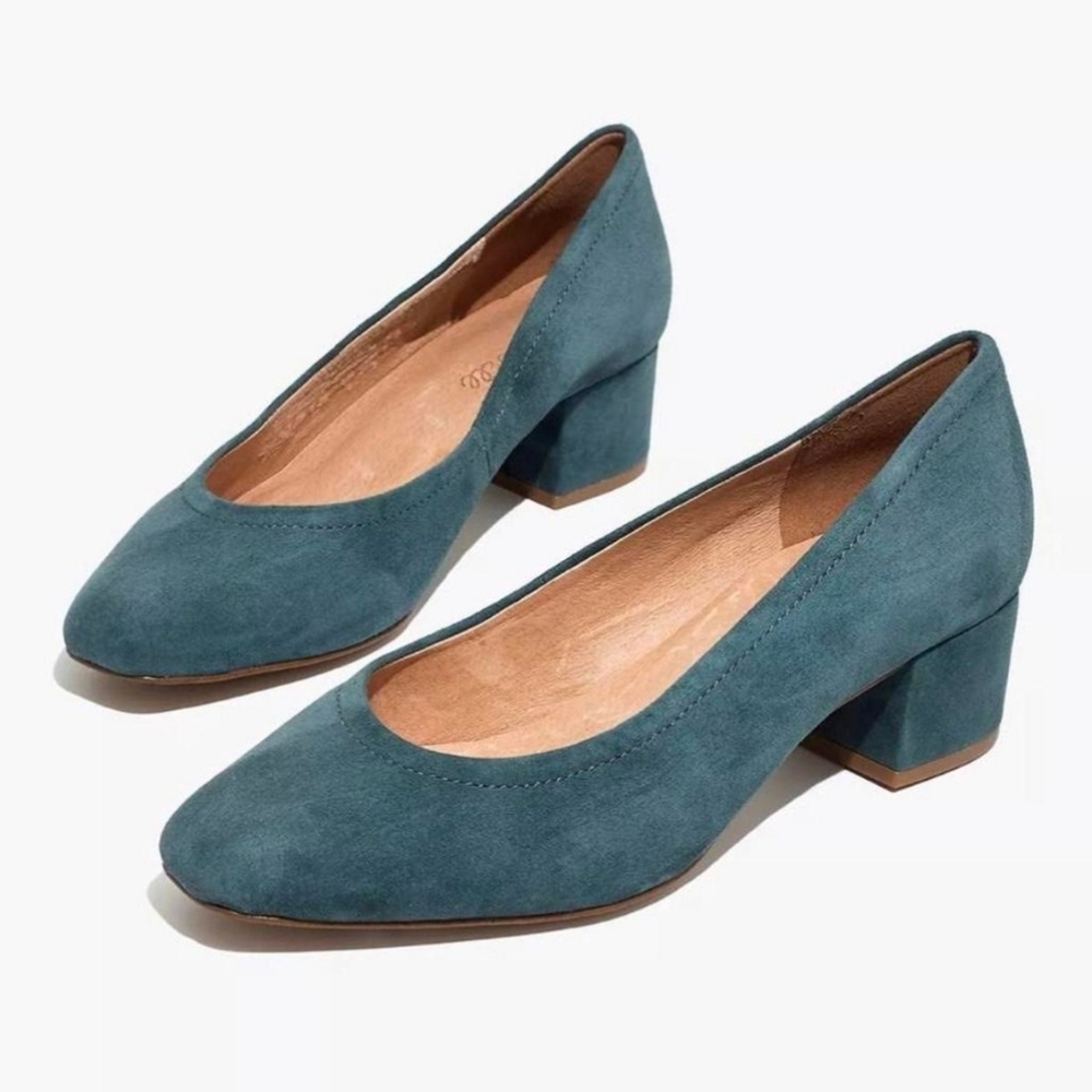 🌸Madewell  Blue Suede Block Heels 10‎